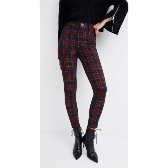 ZARA Plaid Skinny Trouser Pants - Picture 1 of 5
